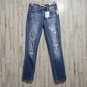 KanCan High Rise Medium Distressed Boyfriend Jeans Size 27
